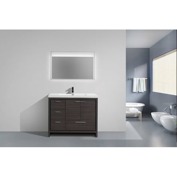 Alma Allier 42" Dark Gray Oak Vanity With A Integrated Sink / Left Side Drawers