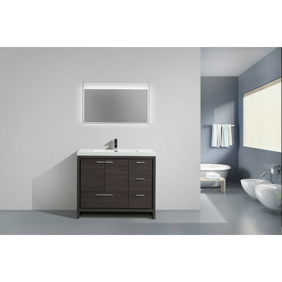 Alma Allier 42" Dark Gray Oak Vanity With A Integrated Sink / Right Side Drawers
