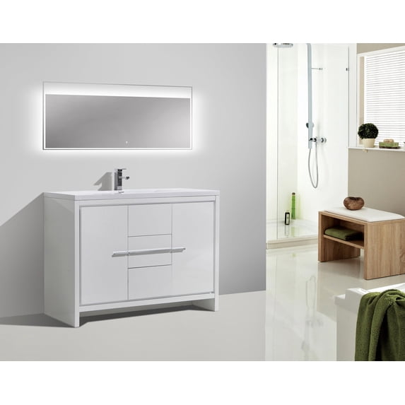 Alma Allier 48" Gloss White Free Standing Vanity With A Integrated Sink