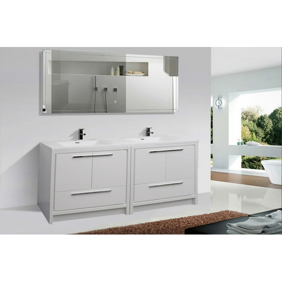 Alma Allier 72 inch Gloss White Finish Vanity With White Sink