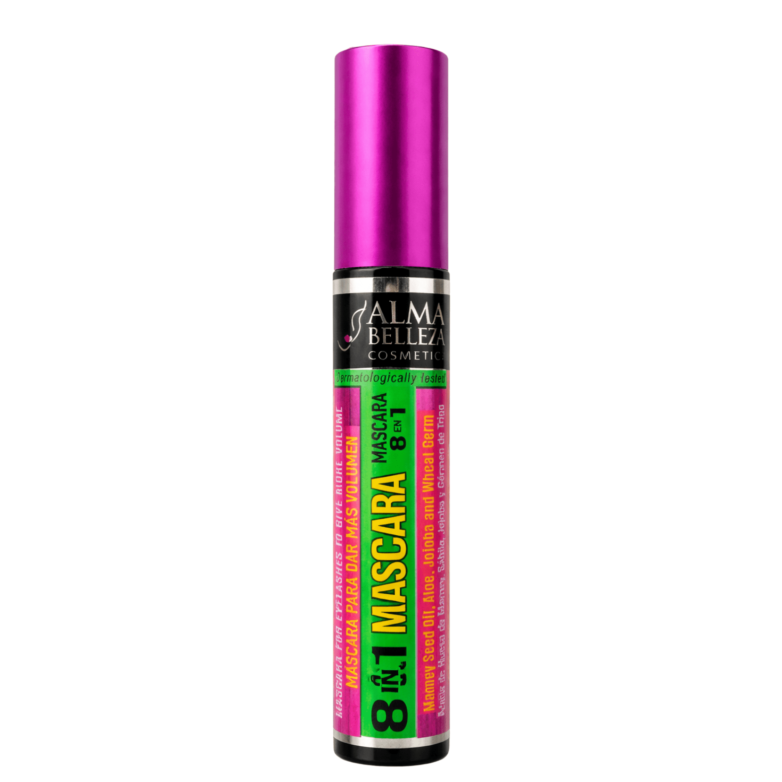 Alma Belleza 8-in-1 Mascara with Mamey Oil Extract  Volumizing & Lengthening Lash Formula, Clump-Free, Smooth Application, Everyday Eyelash Makeup