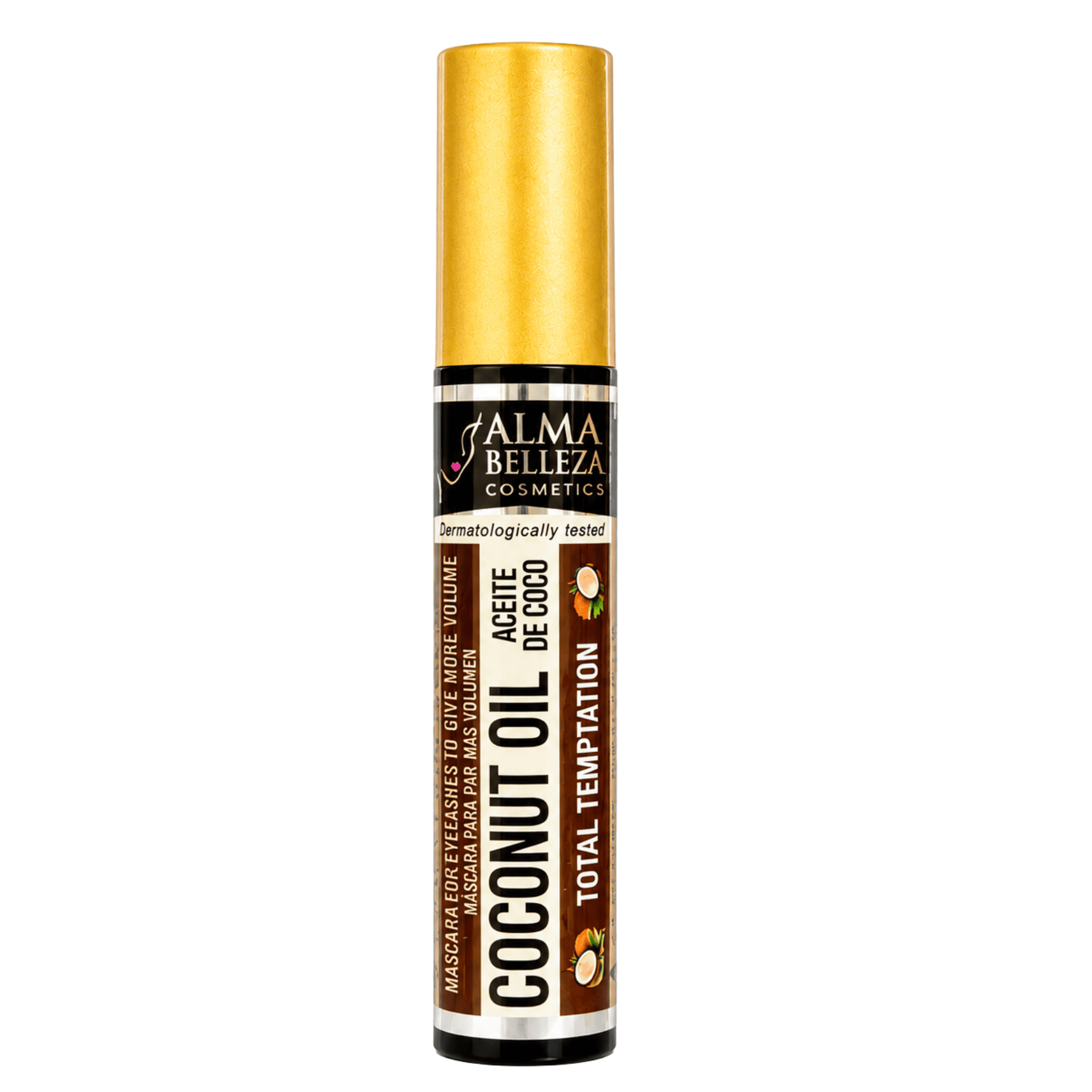 Alma Belleza Coconut Oil Mascara, Volumizing & Defining Lash Makeup, Black, 1 Count