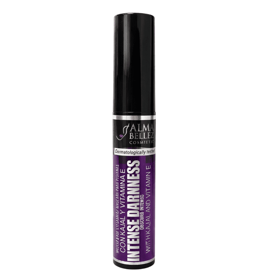 Alma Belleza Intense Darkness Mascara with Kajal & Vitamin E Volumizing & Lengthening Black Mascara, Bold Lash Definition, Buildable Formula, 0.45 oz