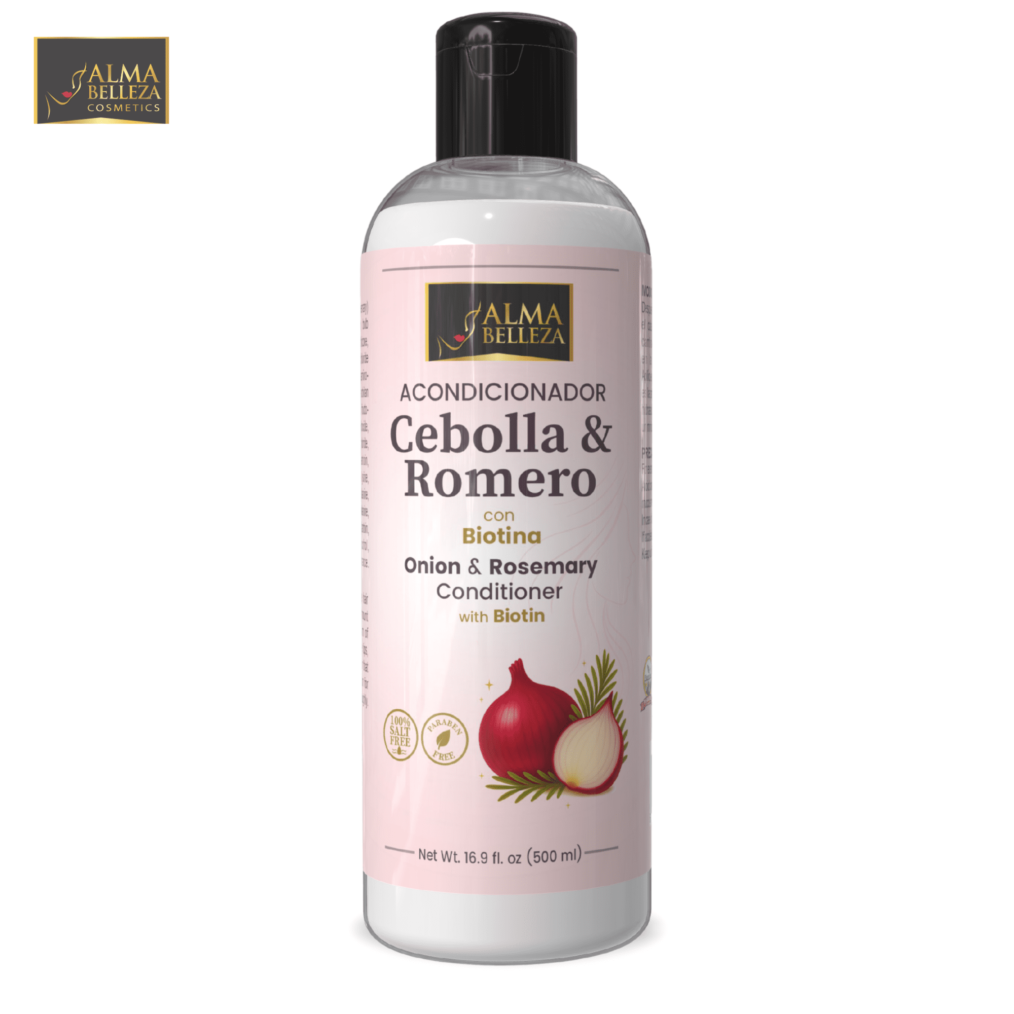 Alma Belleza Onion & Rosemary Conditioner with Biotin(Acondicionador de Cebolla y Romero con Biotina)  16.9 fl oz | Unisex Hair Softening & Shine Formula