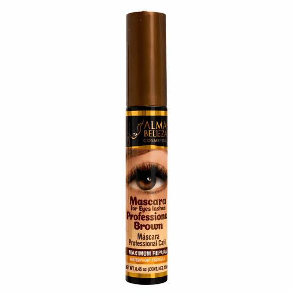 Alma Belleza Professional Brown Mascara Water-Resistant Formula, Natural Look, Buildable Volume, Clump-Free Lash Definition, Precision Brush, Lightweight Everyday Makeup