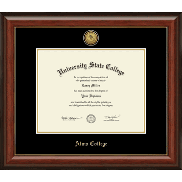 Alma College Diploma Frame, Document Size 11" x 8.5"