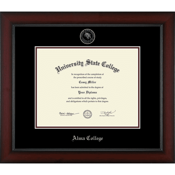 Alma College Diploma Frame, Document Size 11" x 8.5"