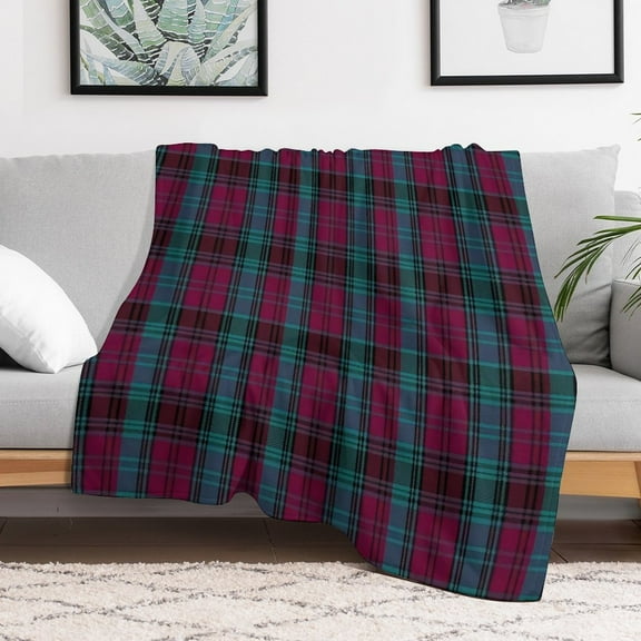 Alma College Tartan Blanket 30"x40" Anti-Pilling Flannel Throw Blanket Lightweight Soft Fleece,All-Season Couch And Bed Blanket for Home Travel Made in the USA