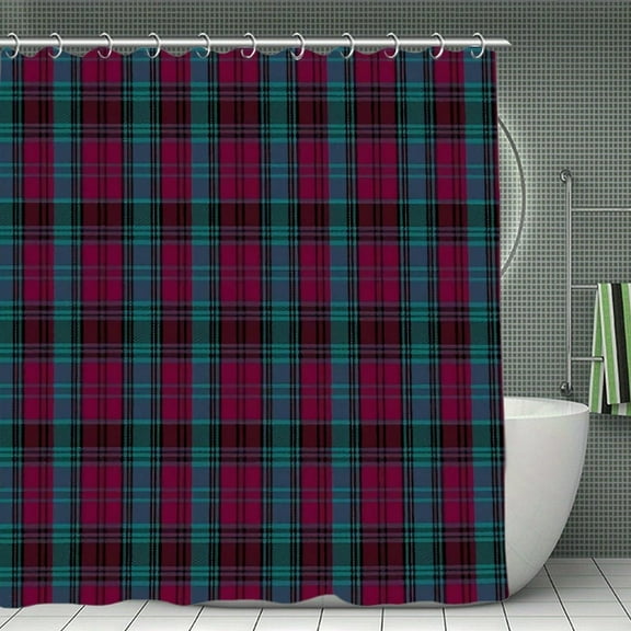 Alma College Tartan Waterproof Polyester Shower Curtain Heavy-Duty Blackout Fabric, Machine Washable, Decorative for Tub & Shower 70.8×70.8Inch (180×180cm)
