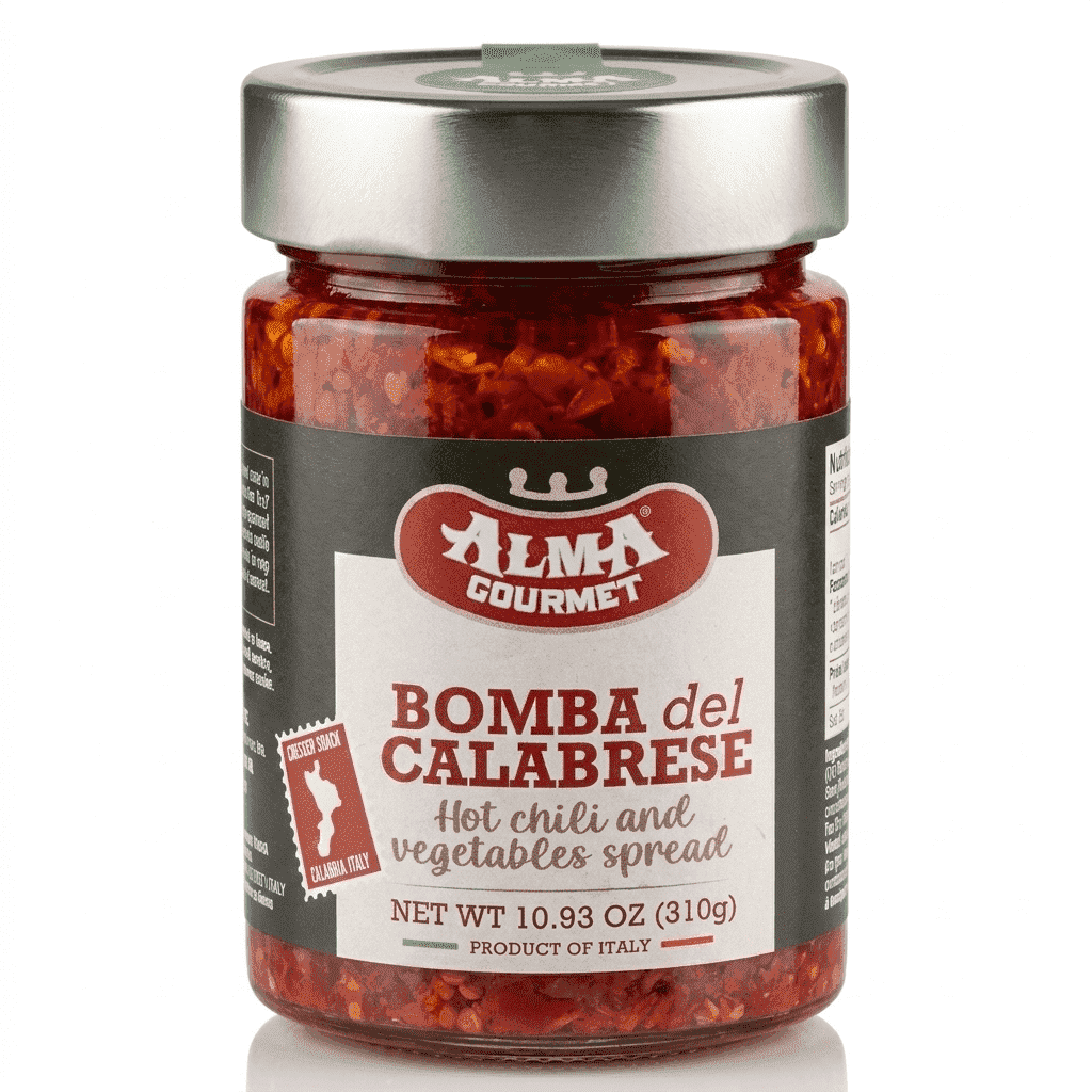 Alma Gourmet Bomba Calabrese Hot Chili Spread  Calabrian Chili Peppers in Oil, Italian Spicy Sauce, 10.93 oz (310g), Product of Italy
