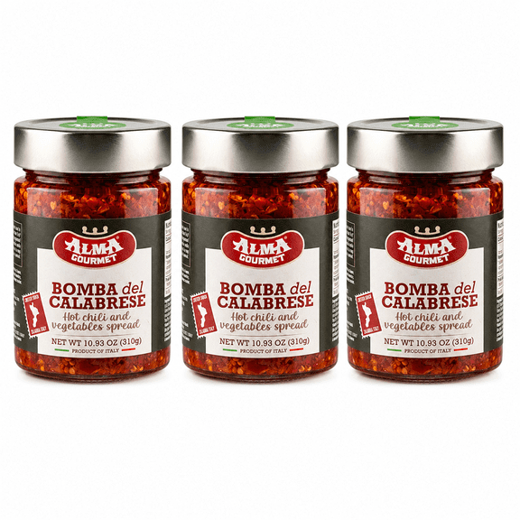 Alma Gourmet Bomba Calabrese Hot Chili Spread  Calabrian Chili Peppers in Oil, Italian Spicy Sauce, 10.93 oz (310g), Product of Italy - pack of 3