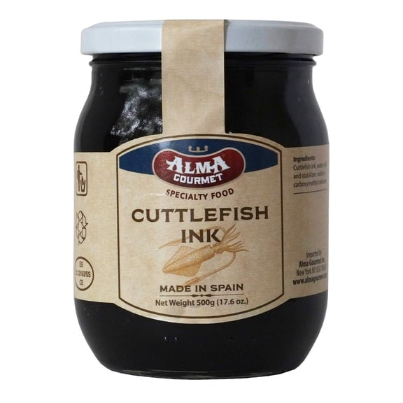 Alma Gourmet Cuttlefish Ink, 17.6 oz (500 g) Jar - Premium Squid Ink for Paella, Risotto, Pasta and Seafood, Imported from Spain