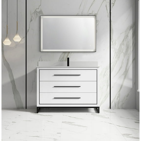 Alma Kathyia 48" Free Standing Vanity White Stone top with porcelain sink