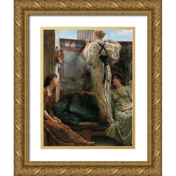 Alma-Tadema, Sir Lawrence 12x14 Gold Ornate Wood Framed with Double Matting Museum Art Print Titled - Who Is It?, 1863