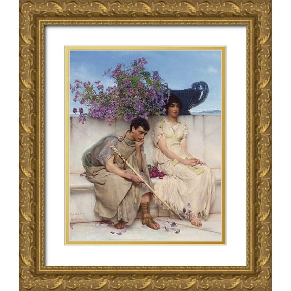 Alma-Tadema, Sir Lawrence 15x18 Gold Ornate Wood Framed with Double Matting Museum Art Print Titled - An Eloquent Silence