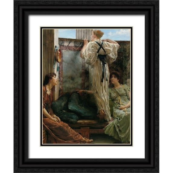 Alma-Tadema, Sir Lawrence 19x24 Black Ornate Wood Framed with Double Matting Museum Art Print Titled - Who Is It?, 1863