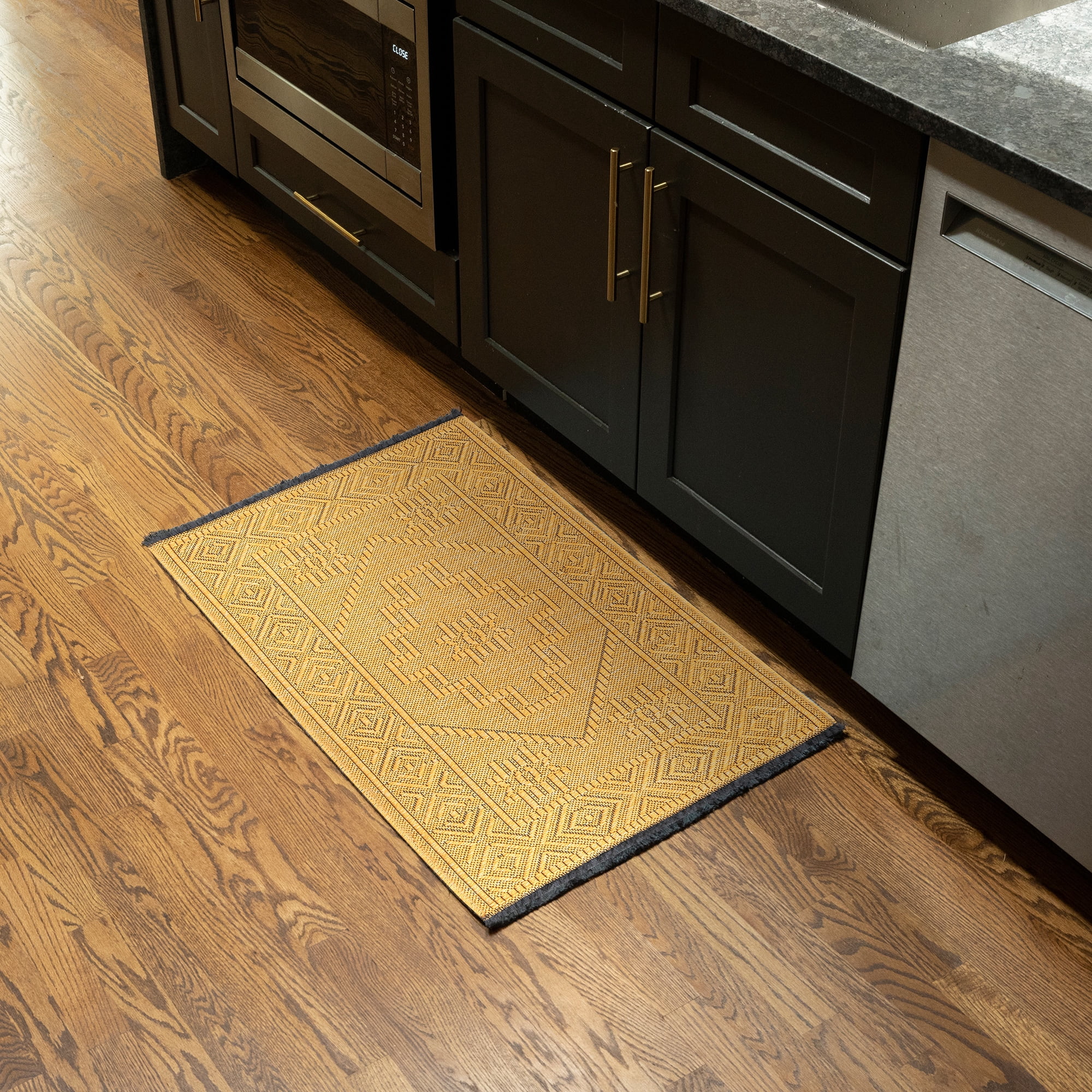 Alma Transitional 2' x 3' Gold, Machine Washable Polyester & Cotton Indoor Area Rug