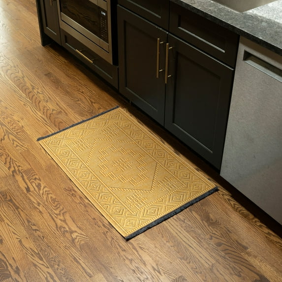 Alma Transitional 2' x 3' Gold, Machine Washable Polyester & Cotton Indoor Area Rug