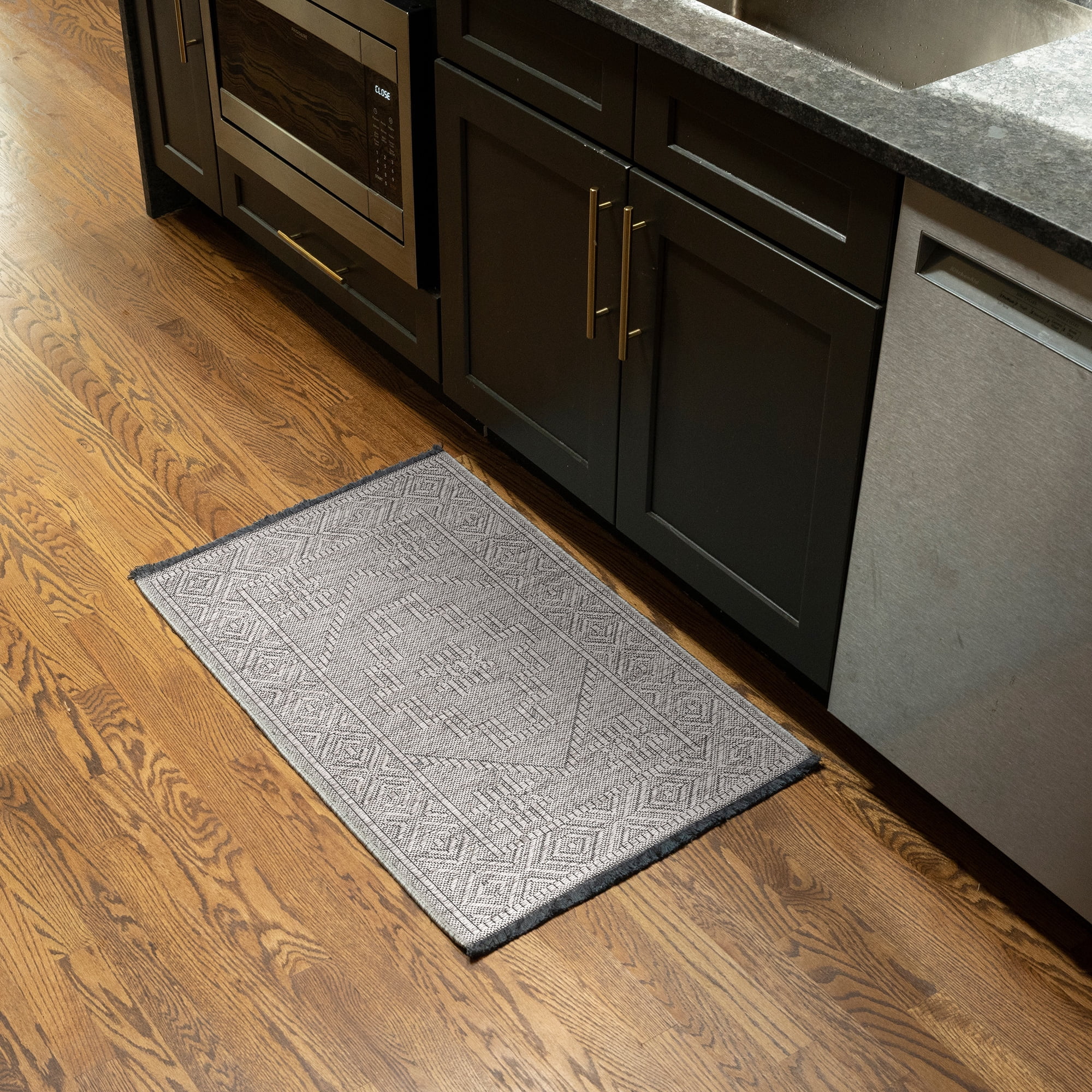 Alma Transitional 2' x 3' Light Gray and Stone Grey, Machine Washable Polyester & Cotton Indoor Area Rug