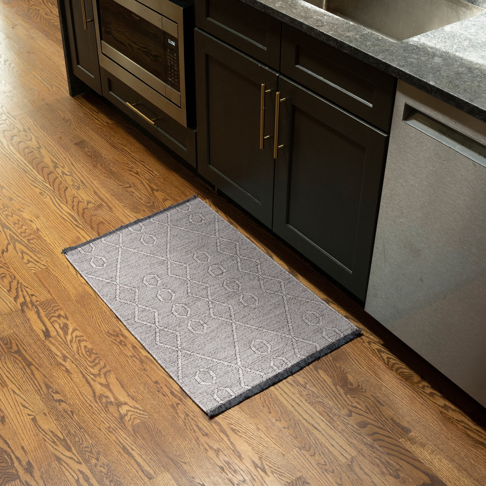 Alma Transitional 2' x 3' Light Gray and Stone Grey, Machine Washable Polyester & Cotton Indoor Area Rug