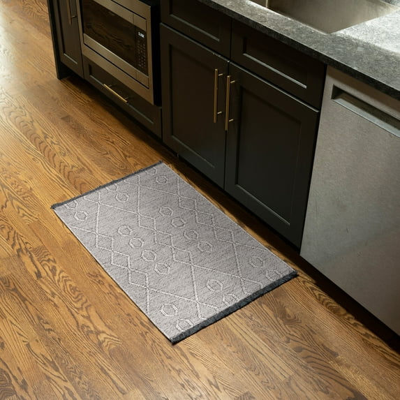 Alma Transitional 2' x 3' Light Gray and Stone Grey, Machine Washable Polyester & Cotton Indoor Area Rug