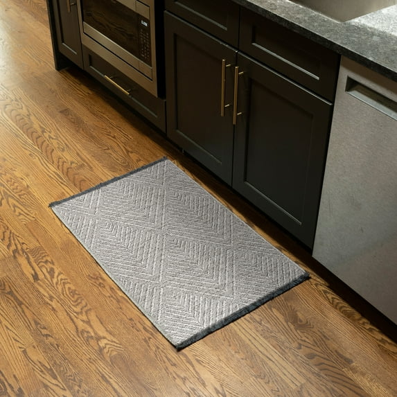 Alma Transitional 2' x 3' Light Gray and Stone Grey, Machine Washable Polyester & Cotton Indoor Area Rug