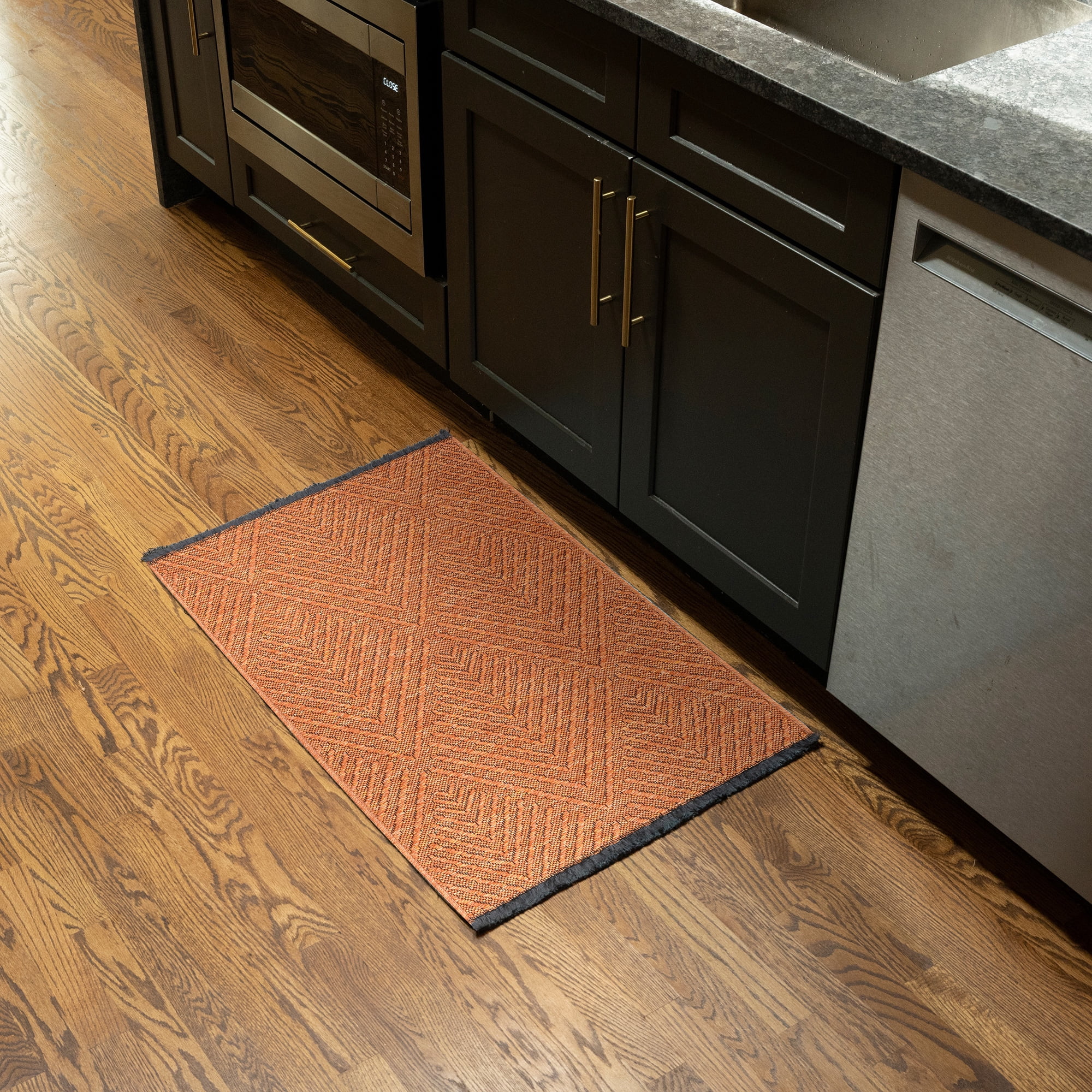 Alma Transitional 2' x 3' Orange and Copper, Machine Washable Polyester & Cotton Indoor Area Rug