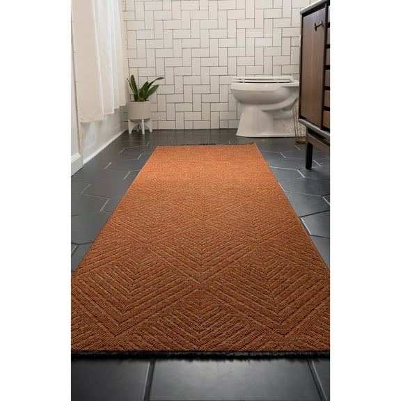 Alma Transitional 2' x 7.7' Orange and Copper, Machine Washable Polyester & Cotton Indoor Area Rug