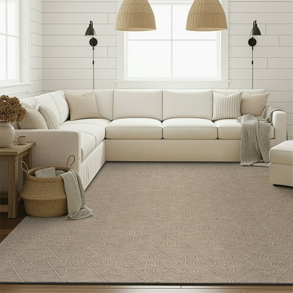 Alma Transitional 5' x 7' Brown and Coffee, Machine Washable Polyester & Cotton Indoor Area Rug