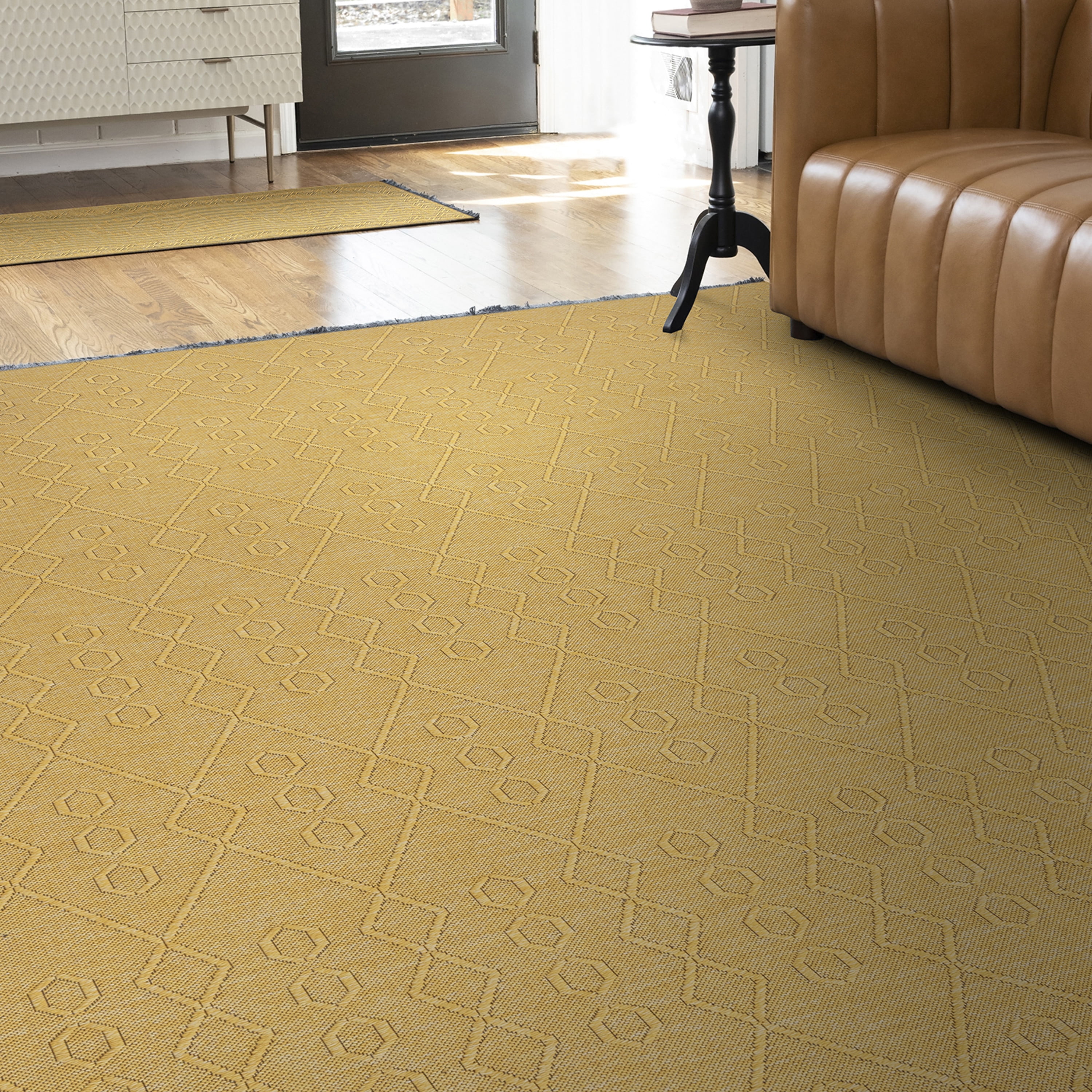 Alma Transitional 8' x 10' Gold, Machine Washable Polyester & Cotton Indoor Area Rug