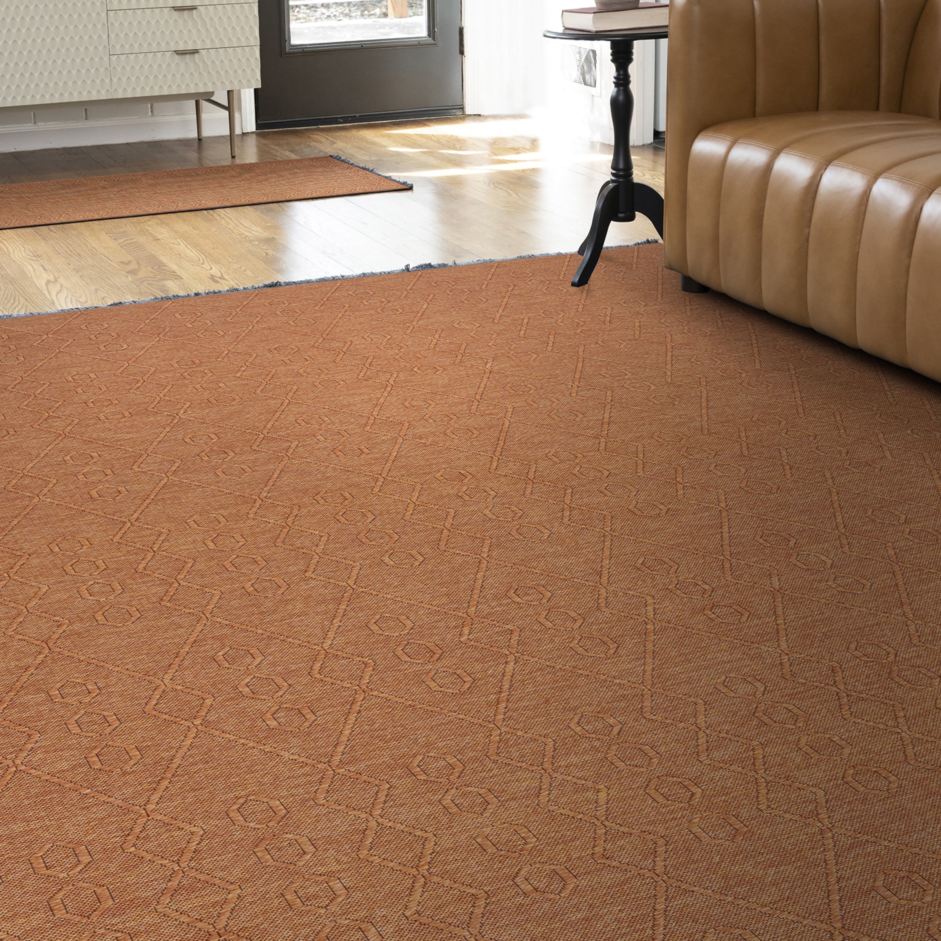 Alma Transitional 8' x 10' Orange and Copper, Machine Washable Polyester & Cotton Indoor Area Rug
