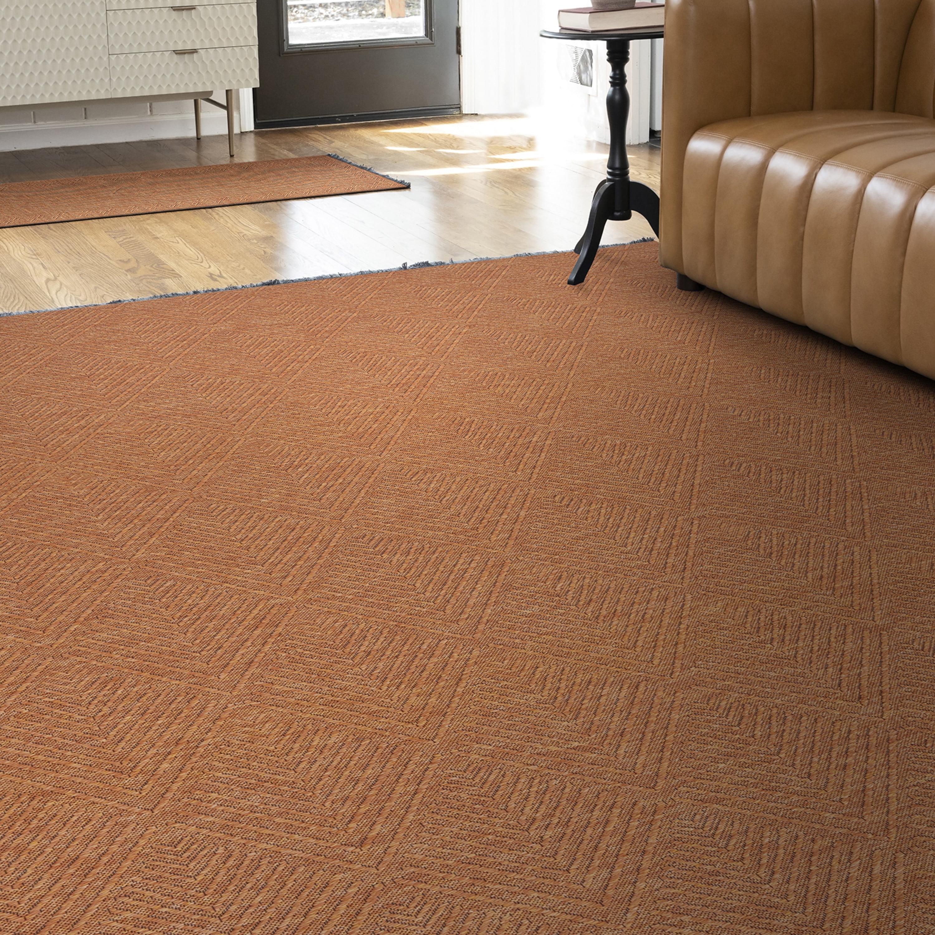 Alma Transitional 8' x 10' Orange and Copper, Machine Washable Polyester & Cotton Indoor Area Rug