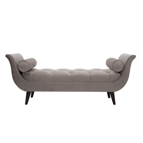 Alma Tufted Flare Arm Entryway Bench, Opal Grey