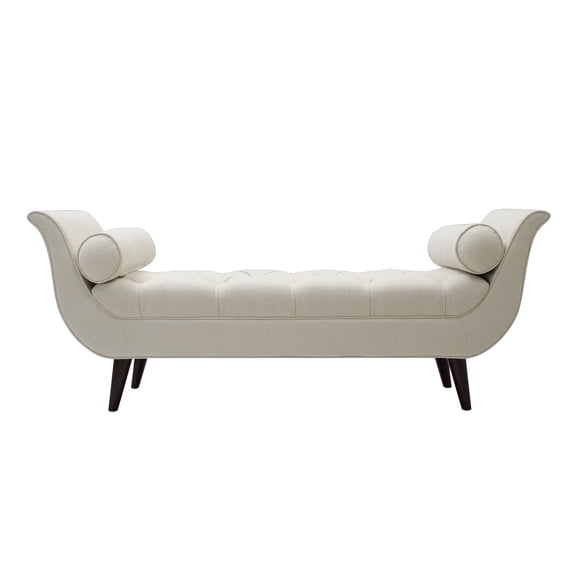 Alma Tufted Flare Arm Entryway Bench, Sky Neutral