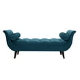 thumbnail image 1 of Alma Tufted Flared Arm Entryway Bench Teal Velvet, 1 of 11