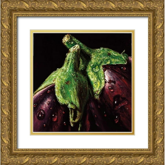 AlmaCh 20x20 Gold Ornate Wood Framed with Double Matting Museum Art Print Titled - Aubergines