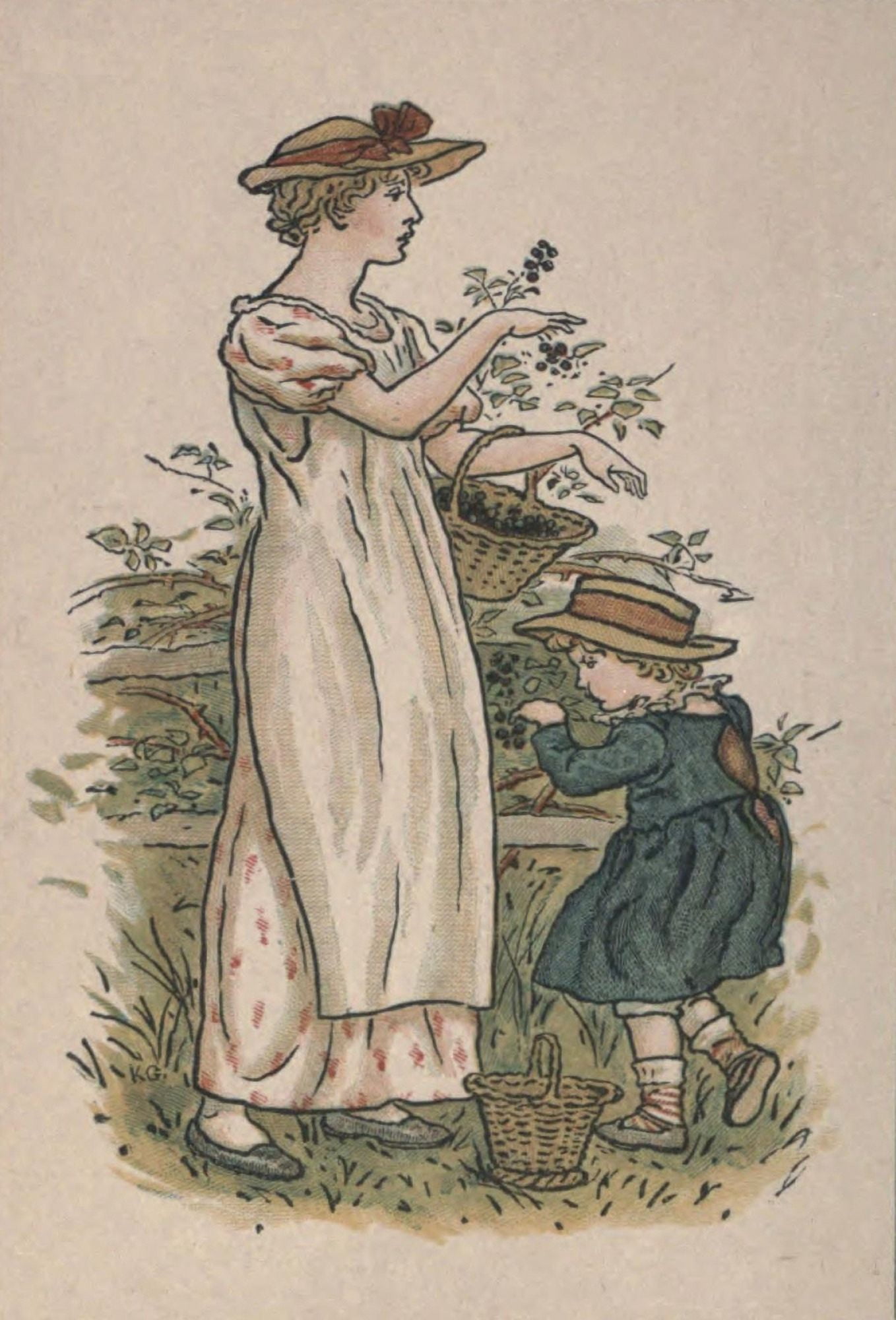 Almanack for 1893 Blackberry picking Canvas Art - Kate Greenaway (18 x 24)