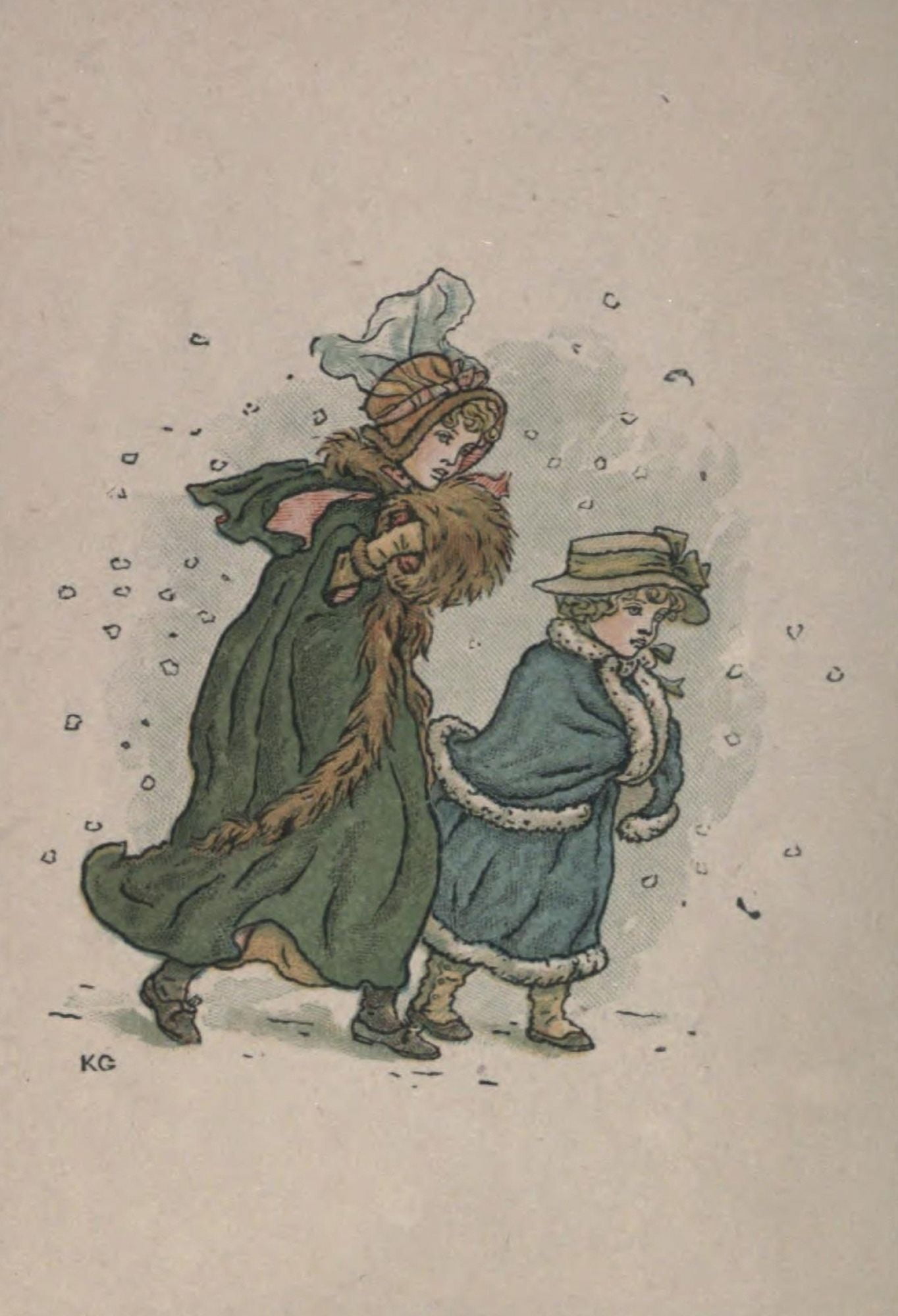 Almanack for 1893 Children in Snow Canvas Art - Kate Greenaway (24 x 36)