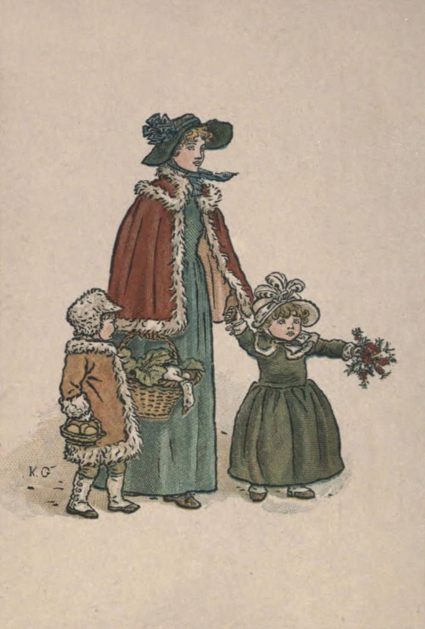 Almanack for 1893 Shopping for Christmas dinner Canvas Art - Kate Greenaway (24 x 36)