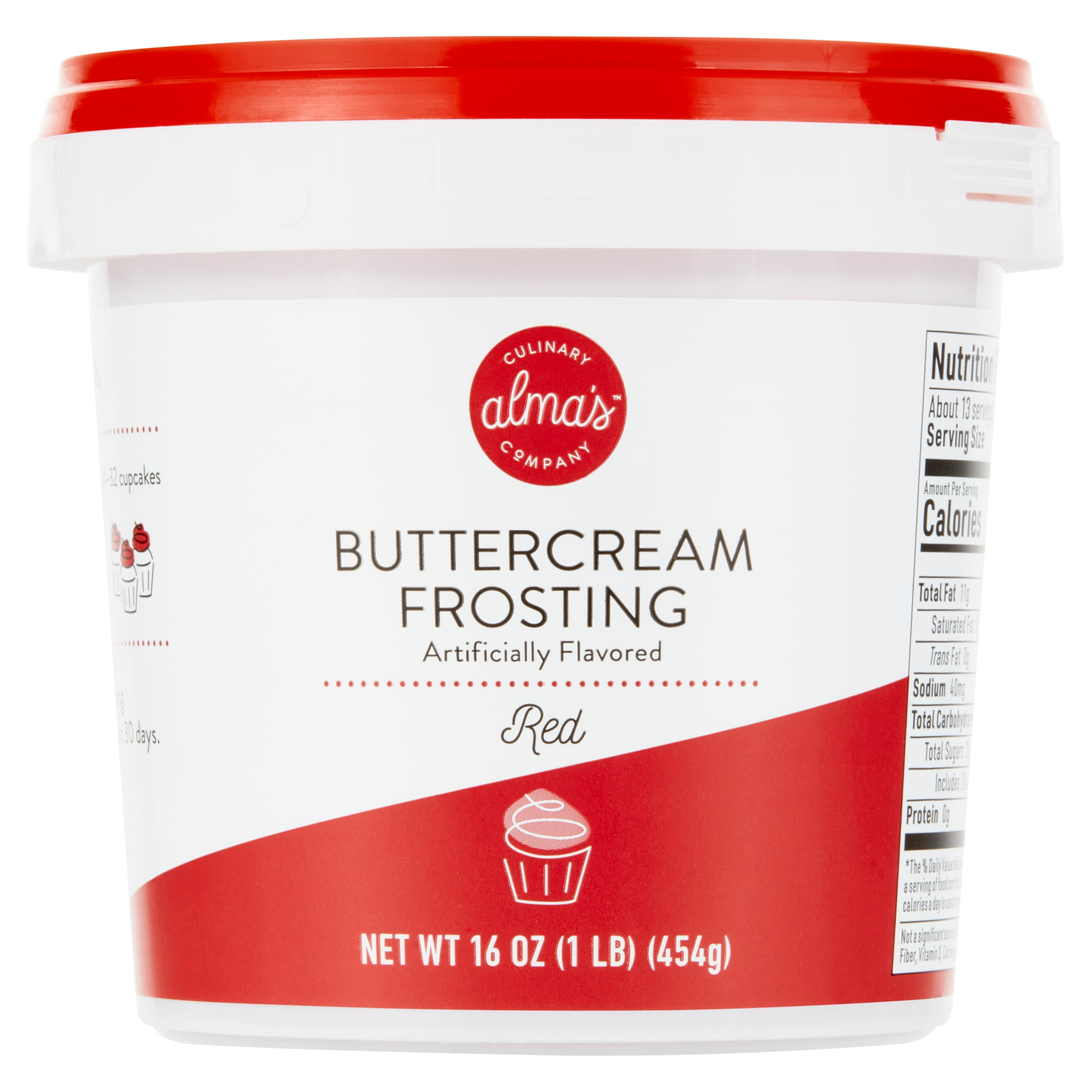 Almas Red Buttercream Frosting, Icing, 16 oz Tub