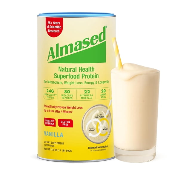 Almased High-Protein Formula - Almond Vanilla 17.6 oz Pwdr