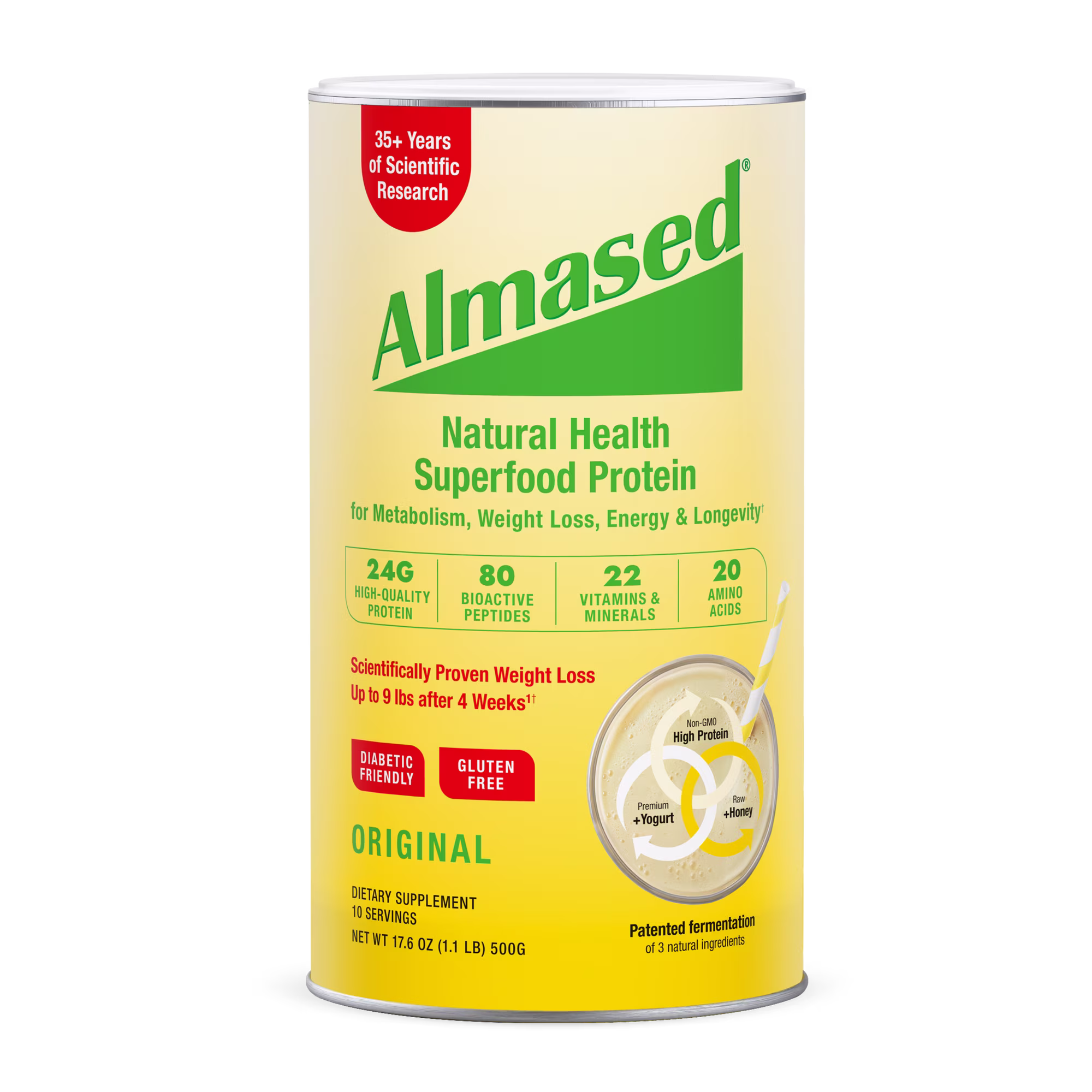 Almased Meal Replacement Shake, Multi Protein Powder, 17.6 oz