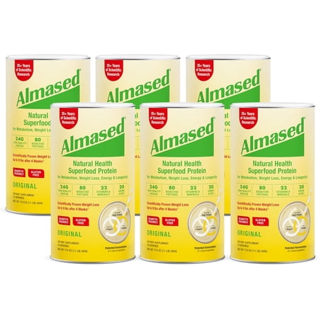 Almased Meal Replacement Shake - Plant Based Protein Powder for Weight Loss - Gluten-free, Non-GMO 17.6 oz 6 Pack