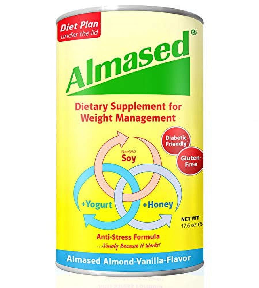 Almased Meal Replacement shakes  Gluten-Free, non-GMO Weight Loss Powder  Vanilla Flavor, 17.6 oz