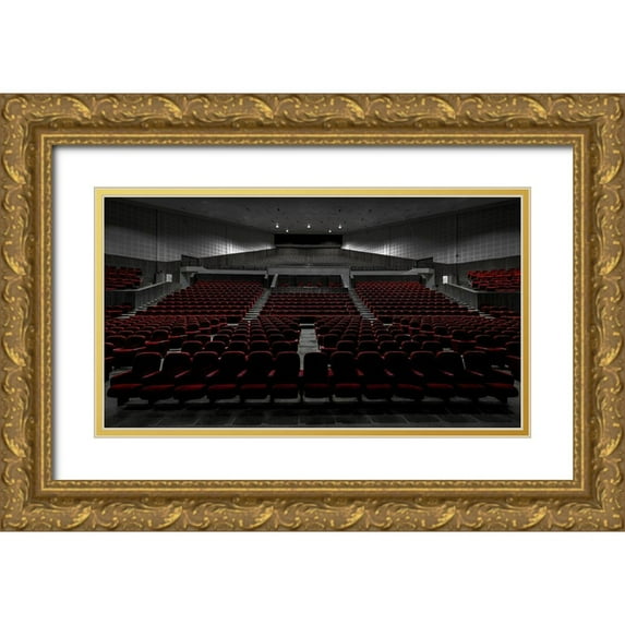 Almasri, Muhammad 32x20 Gold Ornate Wood Framed with Double Matting Museum Art Print Titled - Empty Seats