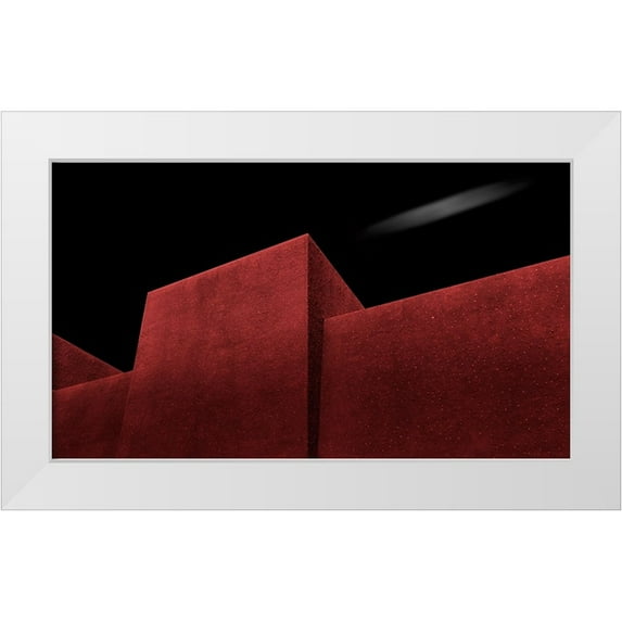 Almasri, Muhammad 32x20 White Modern Wood Framed Museum Art Print Titled - Red Wall