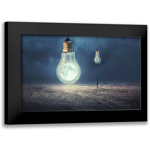 Almawash, Sulaiman 14x10 Black Modern Framed Museum Art Print Titled - Moon Lamp