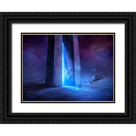 Almawash, Sulaiman 24x19 Black Ornate Wood Framed with Double Matting Museum Art Print Titled - Time Gate