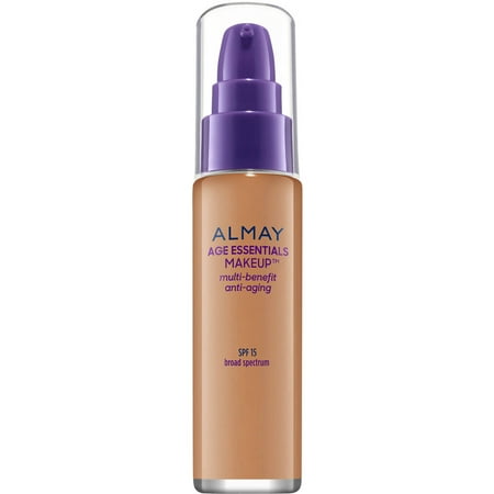 Almay Age Essentials Makeup Foundation, 180 Medium Deep, with Broad Spectrum SPF 15, 1 Fl Oz