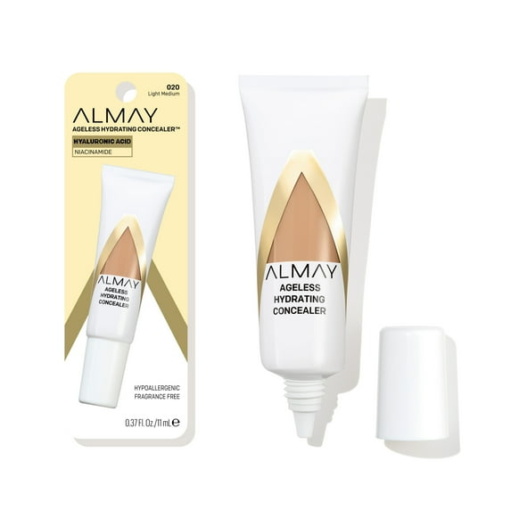 Almay Ageless Hydrating Liquid Concealer Makeup, Natural Finish, 020 Light Medium, 0.37 fl oz